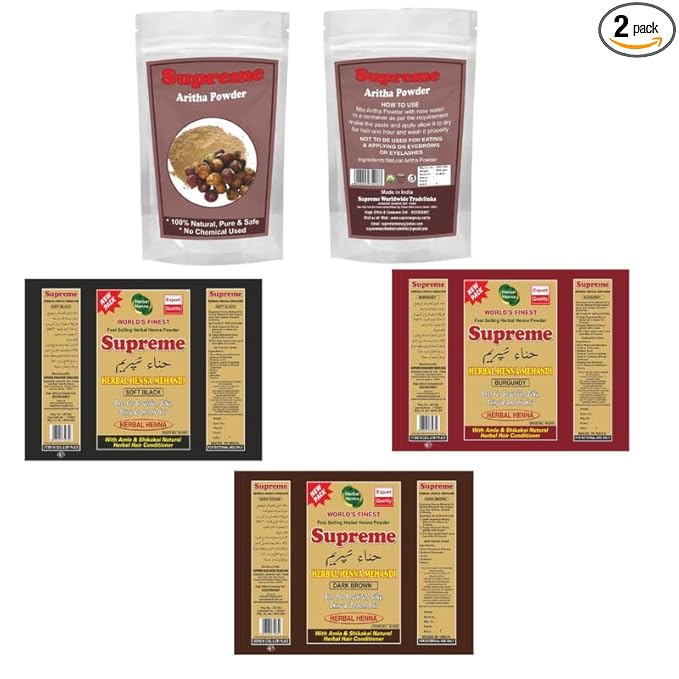 Aritha Powder + Any Mehandi Powder (Red/Brown/Black/Burgundy) Combo Pack