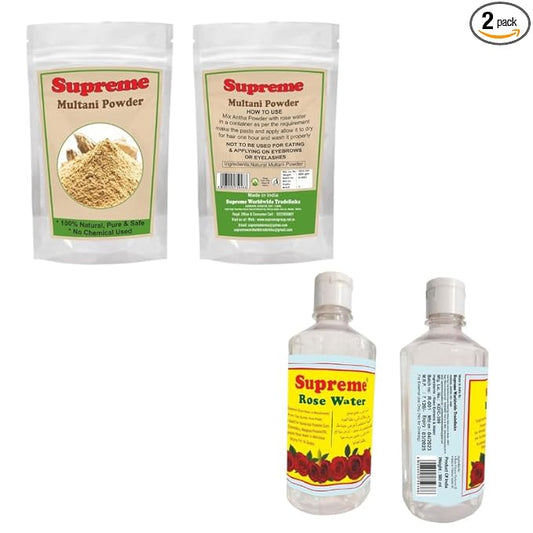 Multani Mitti 500 gm + Rose Water 500 ml Both Combo Pack
