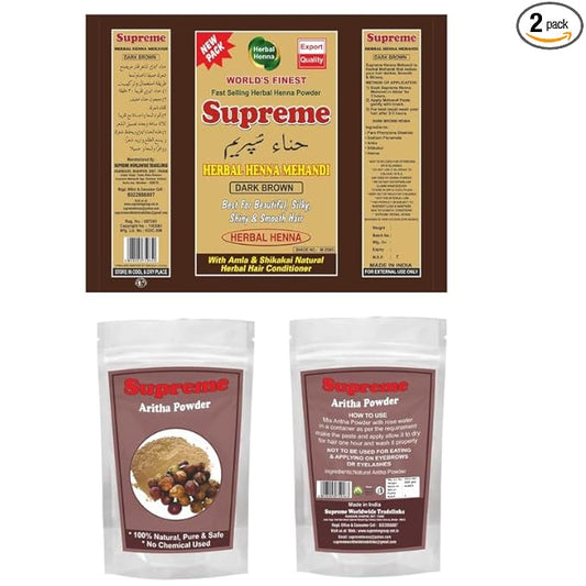 Brown Henna Powde 500 Gm + Aritha Powder 500 Gm Combo Pack