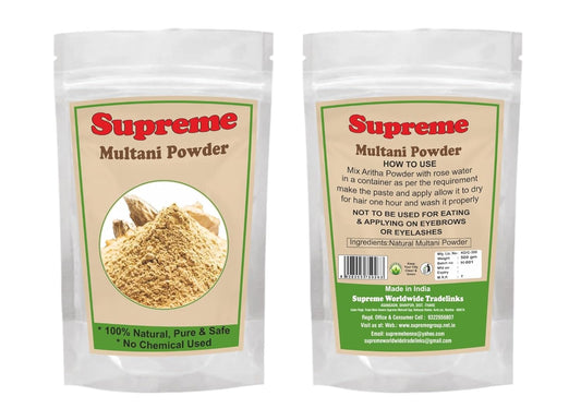 Supreme Dulhan Multani mitti 500 gm (Fuller's Earth/Calcium Bentonite Clay) for Face Pack And Hair Pack