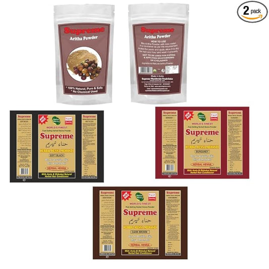 Aritha Powder + Any Mehandi Powder (Red/Brown/Black/Burgundy) Combo Pack
