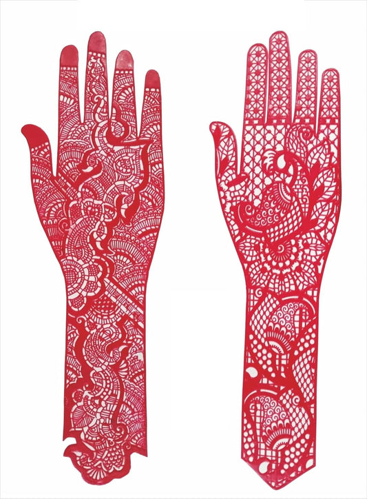 Supreme Dulhan Heena Stencils (Large, 3 Pairs) | Reusable Henna Tattoo Stencils for Temporary Body Art & Beautiful Designs