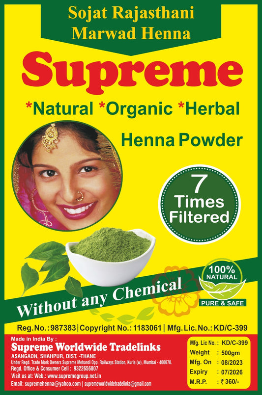 Supreme mehandi 7 times filter henna powder